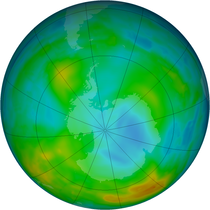 Antarctic ozone map for 16 June 2009